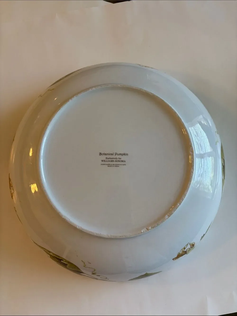 Williams Sonoma Botanical Pumpkin Large Serving Bowl Thanksgiving Autumn 14”